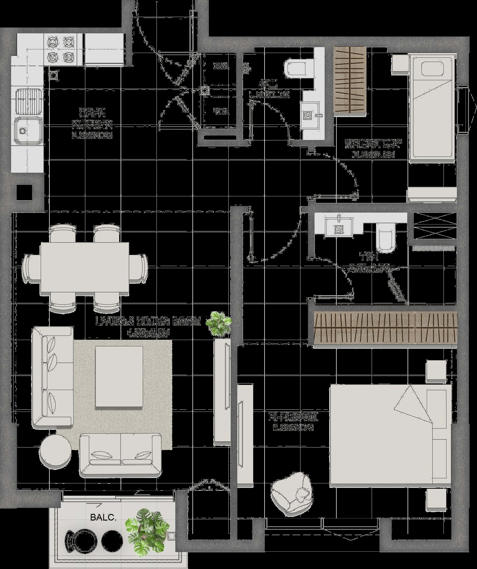 1BR + Study Type D