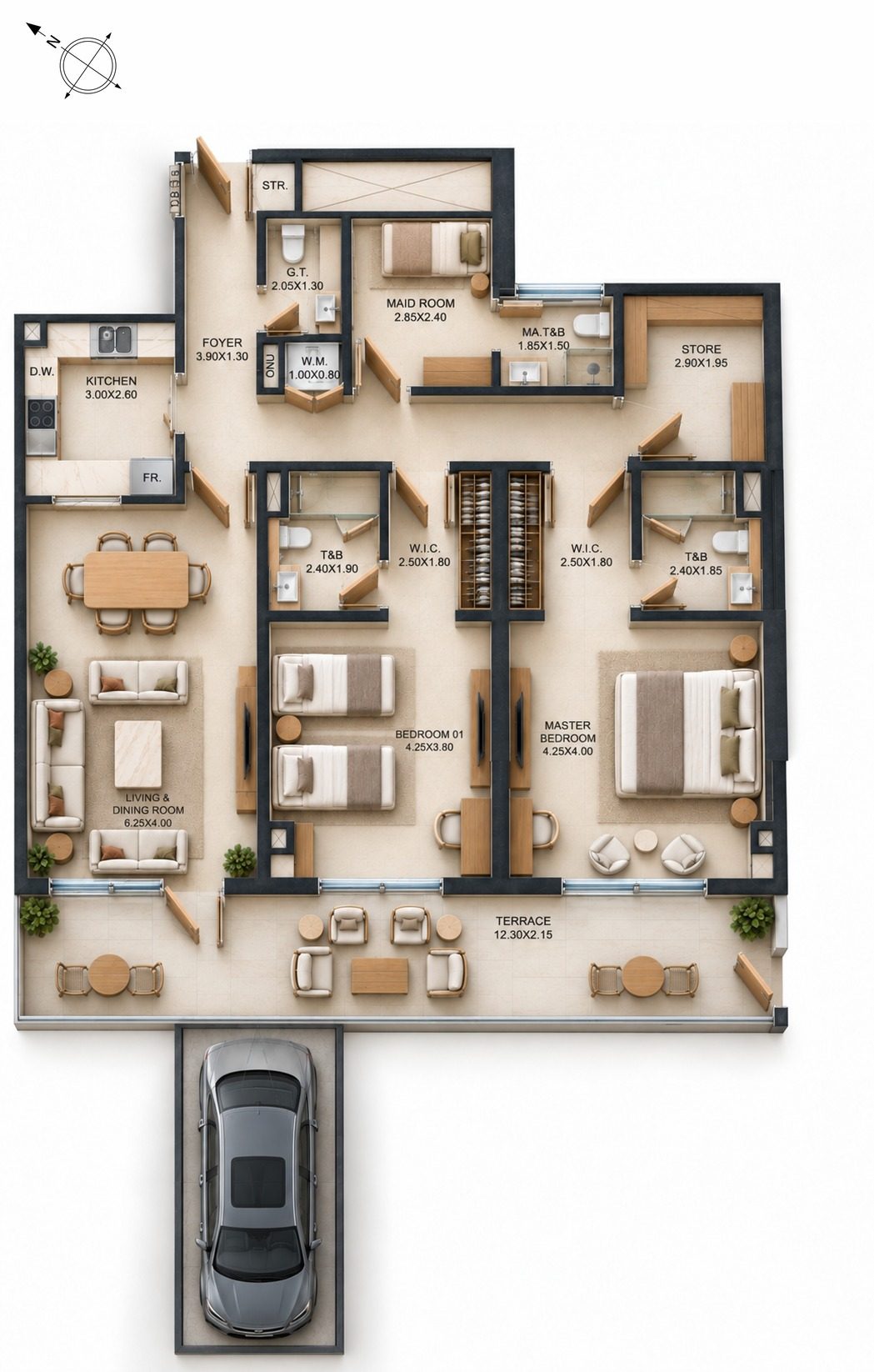 2BR + Study A-002