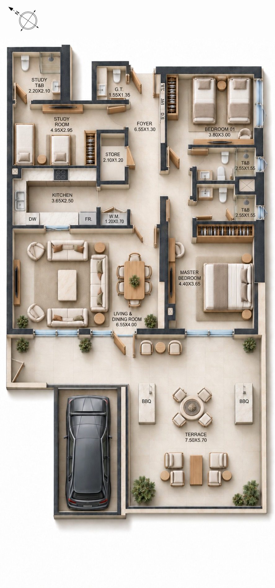 2BR + Study A-003