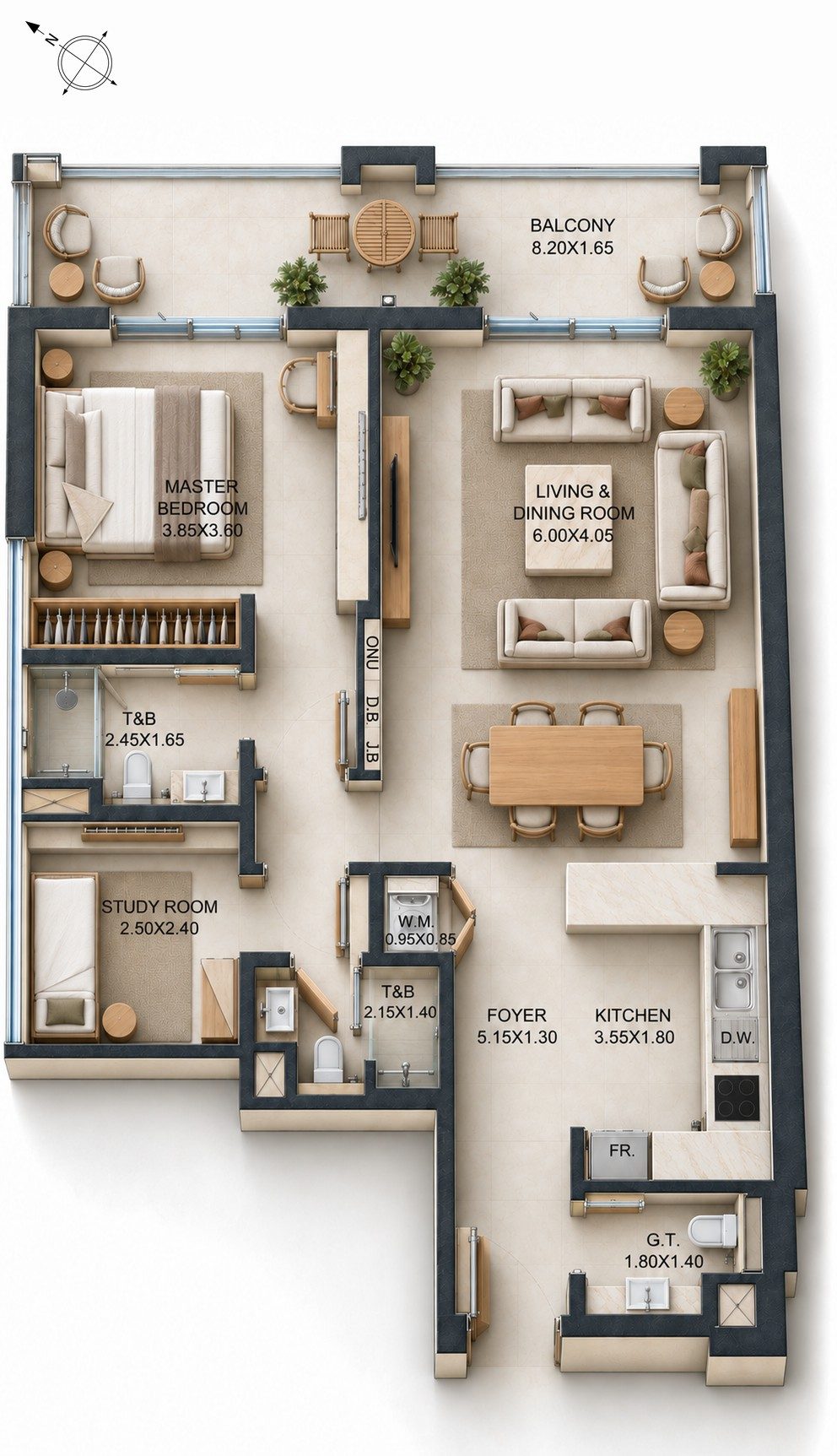 1BR + Study A-006